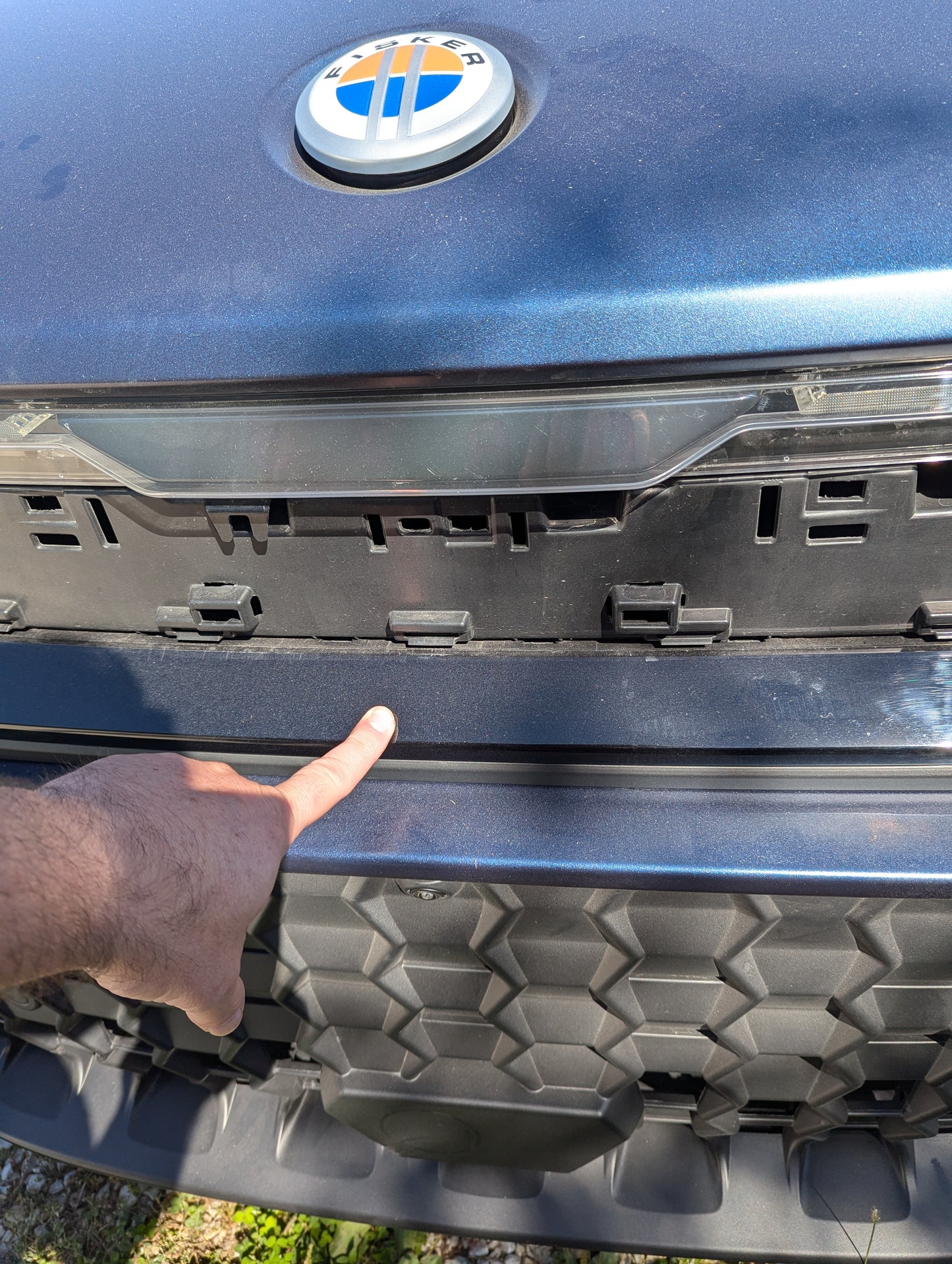 2023 Fisker Ocean front bumper upper black trim