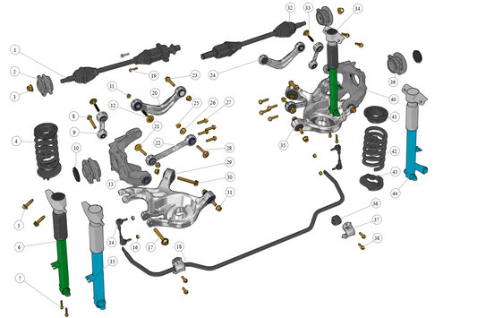 2023 Fisker Ocean Rear Left LH Spindle Knuckle W/ Control Arms & Shock